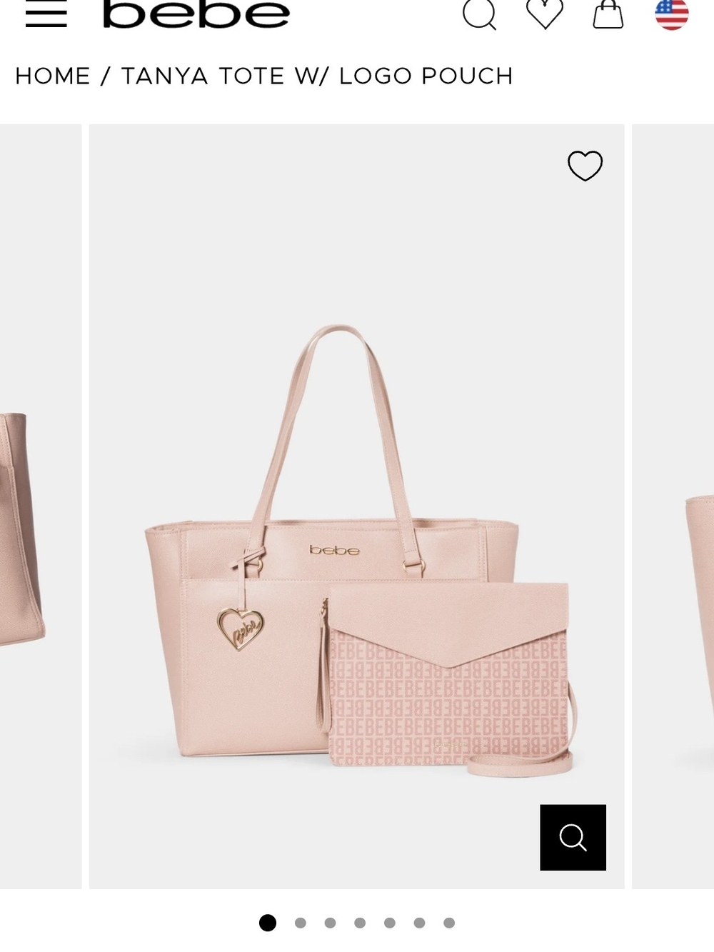 Bebe Tanya Tote with Logo Pouch - Blush Pink